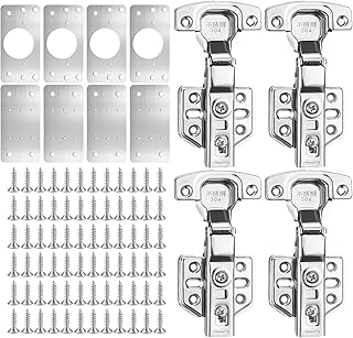 12 PCS Charniere Porte Placard de Réparation avec 4 Charnières et 8 Plaque Reparation Charniere Porte sont Idéales pour Réparer les Charnière Porte Placard les Charniere porte Cuisine et D