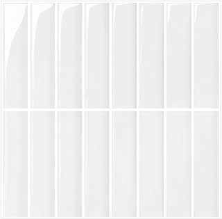 Commomy Credence Adhesive pour Cuisine Salle de Bain, Vinyle Blanc Carreaux Carrelage Adhesif Mural Cuisine Metro 3D Dalle Adhesive Murale ImperméAble (10 Pièces, 30,5 x 30,5 cm)