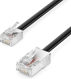deleyCON 1m Modulaire Câble Téléphonique Plat Prise RJ11 vers Réseau RJ45 Modem Routeur Fax ISDN DSL VDSL Internet Noir