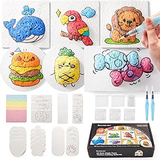 Shuttle Art 68PCS Kit de Peinture à Texture Magique avec 60 Feuilles de Papier de Peinture Texture Mousse, Eponge de Dessin 3D