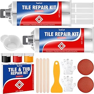 Kit de réparation de baignoire, carrelage et douche, kit de réparation en porcelaine pour réparer les fissures de baignoire, les bosses, les trous, le kit de réparation en fibre de verre – Remplissage