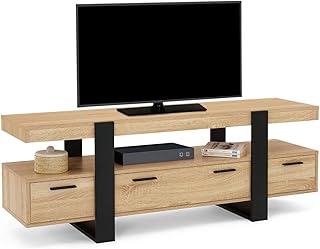 IDMarket - Meuble TV 140 cm Phoenix avec tiroirs Bois et Noir