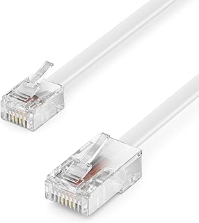 deleyCON Câble téléphonique RJ11 vers RJ45 Câble modulaire Câble plat de connecteur RJ11 vers Connecteur réseau RJ45 Prise téléphonique Modem Routeur Fax RNIS DSL VDSL Internet Blanc