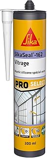 SIKA - Mastic silicone spécial verre - SikaSeal-162 Vitrage blanc - Étanchéité des vitrages, verrières, serres - Intérieur et extérieur - 300 ml